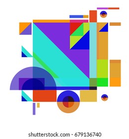 Trendy geometrical vector illustration with elements and abstract colorful textures. Design for summer holiday poster, card, brochure, and promotion template. Fashion art print and background.