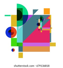 Trendy geometrical vector illustration with elements and abstract colorful textures. Design for summer holiday poster, card, brochure, and promotion template. Fashion art print and background.
