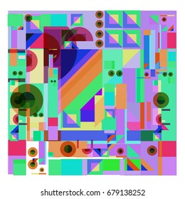 Trendy geometrical vector illustration with elements and abstract colorful textures. Design for summer holiday poster, card, brochure, and promotion template. Fashion art print and background.