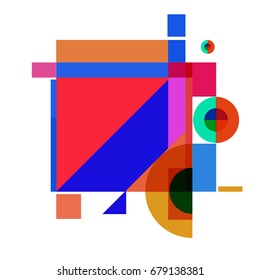 Trendy geometrical vector illustration with elements and abstract colorful textures. Design for summer holiday poster, card, brochure, and promotion template. Fashion art print and background.