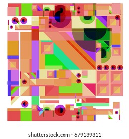 Trendy geometrical vector illustration with elements and abstract colorful textures. Design for summer holiday poster, card, brochure, and promotion template. Fashion art print and background.