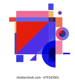 Trendy geometrical vector illustration with elements and abstract colorful textures. Design for summer holiday poster, card, brochure, and promotion template. Fashion art print and background.