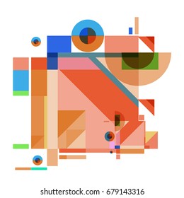 Trendy geometrical vector illustration with elements and abstract colorful textures. Design for summer holiday poster, card, brochure, and promotion template. Fashion art print and background.