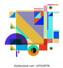 Trendy geometrical vector illustration with elements and abstract colorful textures. Design for summer holiday poster, card, brochure, and promotion template. Fashion art print and background.