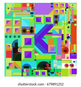 Trendy geometrical vector illustration with elements and abstract colorful textures. Design for summer holiday poster, card, brochure, and promotion template. Fashion art print and background.