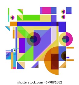 Trendy geometrical vector illustration with elements and abstract colorful textures. Design for summer holiday poster, card, brochure, and promotion template. Fashion art print and background.