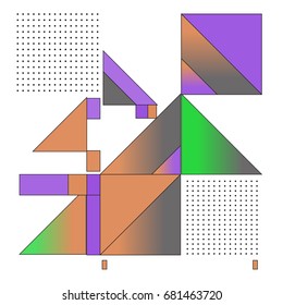 Trendy geometrical vector illustration with elements and abstract colorful textures. Design for summer holiday poster, card, brochure, and promotion template. Fashion art print and background.