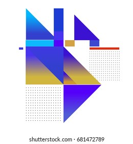 Trendy geometrical vector illustration with elements and abstract colorful textures. Design for summer holiday poster, card, brochure, and promotion template. Fashion art print and background.