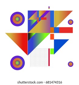 Trendy geometrical vector illustration with elements and abstract colorful textures. Design for summer holiday poster, card, brochure, and promotion template. Fashion art print and background.