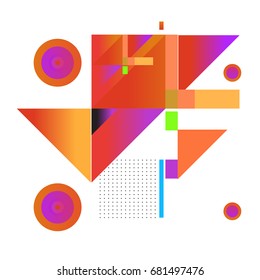 Trendy geometrical vector illustration with elements and abstract colorful textures. Design for summer holiday poster, card, brochure, and promotion template. Fashion art print and background.