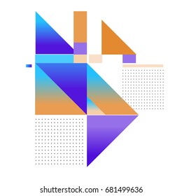 Trendy geometrical vector illustration with elements and abstract colorful textures. Design for summer holiday poster, card, brochure, and promotion template. Fashion art print and background.