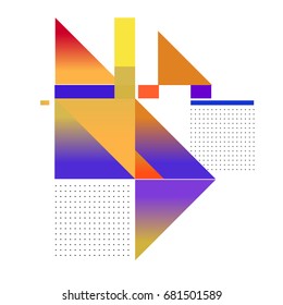 Trendy geometrical vector illustration with elements and abstract colorful textures. Design for summer holiday poster, card, brochure, and promotion template. Fashion art print and background.