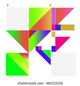 Trendy geometrical vector illustration with elements and abstract colorful textures. Design for summer holiday poster, card, brochure, and promotion template. Fashion art print and background.