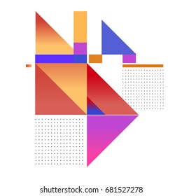 Trendy geometrical vector illustration with elements and abstract colorful textures. Design for summer holiday poster, card, brochure, and promotion template. Fashion art print and background.