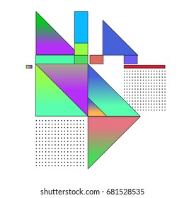 Trendy geometrical vector illustration with elements and abstract colorful textures. Design for summer holiday poster, card, brochure, and promotion template. Fashion art print and background.