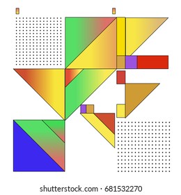 Trendy geometrical vector illustration with elements and abstract colorful textures. Design for summer holiday poster, card, brochure, and promotion template. Fashion art print and background.