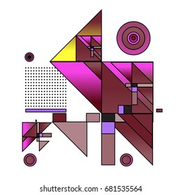 Trendy geometrical vector illustration with elements and abstract colorful textures. Design for summer holiday poster, card, brochure, and promotion template. Fashion art print and background.