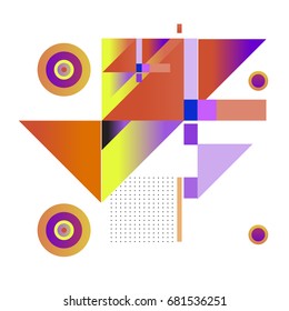Trendy geometrical vector illustration with elements and abstract colorful textures. Design for summer holiday poster, card, brochure, and promotion template. Fashion art print and background.