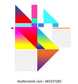 Trendy geometrical vector illustration with elements and abstract colorful textures. Design for summer holiday poster, card, brochure, and promotion template. Fashion art print and background.