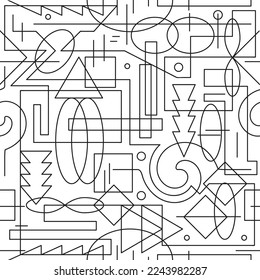 Trendy geometry figure seamless pattern. Vector line geometry abstract illustration