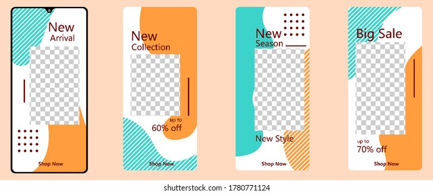 Trendy geometry social media story banner templates for special offer. Frame layout for online shop and promotion poster Vector