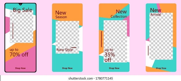 Trendy geometry social media story banner templates for special offer. Frame layout for online shop and promotion poster Vector