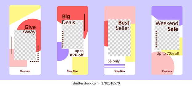 Trendy geometry social media story banner templates for special offer. Frame layout for online shop and promotion poster Vector
