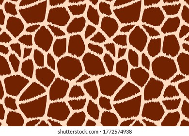 Trendy giraffe pattern background. Hand drawn wild animal skin natural brown texture for fashion print design, cover, banner, wallpaper. Vector illustration.