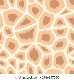 Trendy giraffe seamless pattern. Hand drawn wild animal skin light brown texture for fashion african print design, fabric, textile, cover, wrapping paper, background, wallpaper. Vector illustration.