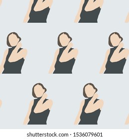 Trendy girl dressed in pastel colors clothes. Cartoon female flat figure. 
