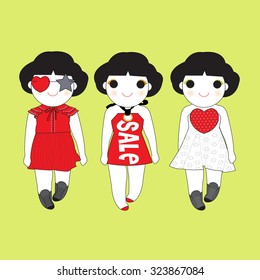 Trendy Girls illustration set