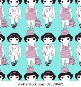 Trendy Girls Pattern illustration
