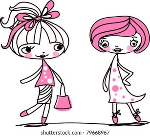 Trendy girls are shopping