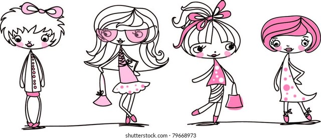 Trendy girls are shopping