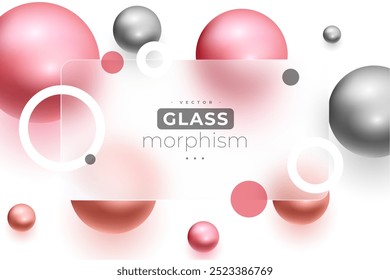 trendy glass morphism wallpaper with 3d geometric sphere design vector