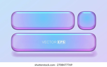 Trendy Glasmorphismus UI-Elemente mit lebendigen irisierenden Farbverlauf Farben, ideal für modernes Design. Vektorgrafik