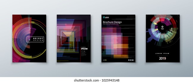 Trendy glitch covers design with geometric glitch pattern. Modern vector illustration.