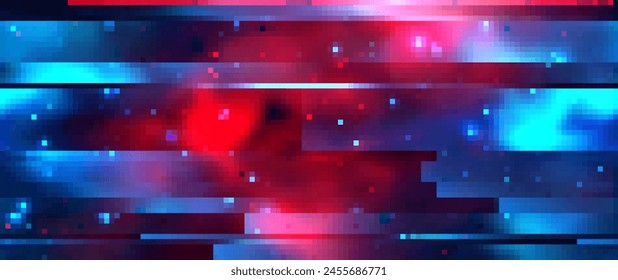 Trendy Glitch-Muster auf dunklem Hintergrund. Moderne Vektorgrafik. Abstrakte geometrische Elemente
