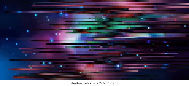 Trendy glitch pattern on dark background. Modern style vector