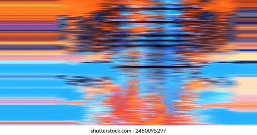 Trendy glitch pattern on dark background. Abstract geometric elements