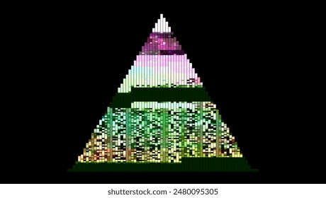Patrón de glitch de moda sobre fondo oscuro. Elementos geométricos Abstractas