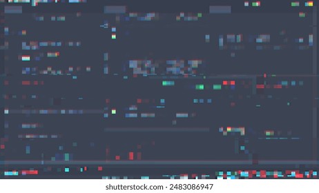 Trendy glitch pattern on dark background. Abstract geometric elements