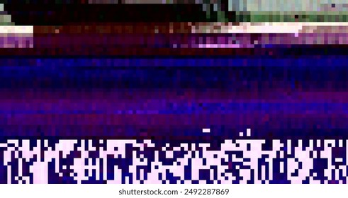 Trendy glitch pattern on dark background. Abstract geometric elements