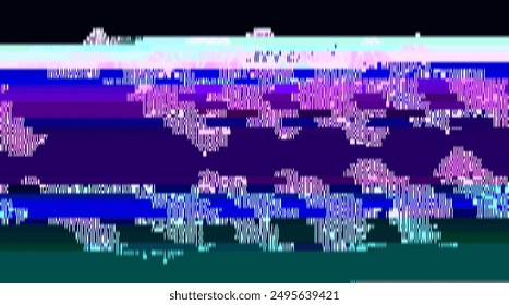 Trendy glitch pattern on dark background. Abstract geometric elements