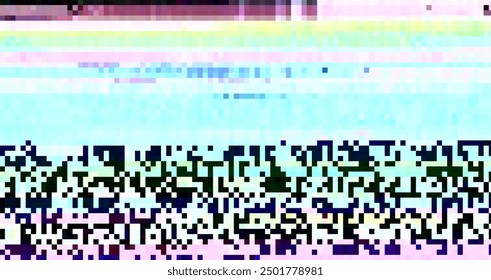 Trendy glitch pattern on dark background. Abstract geometric elements