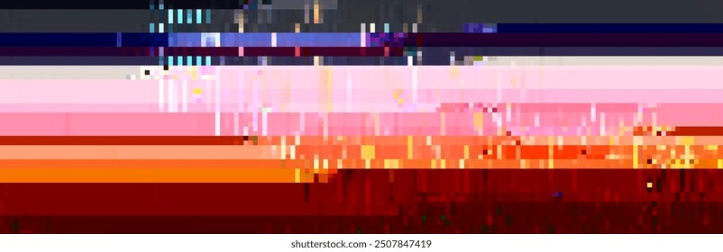 Trendy glitch pattern on dark background. Abstract geometric elements