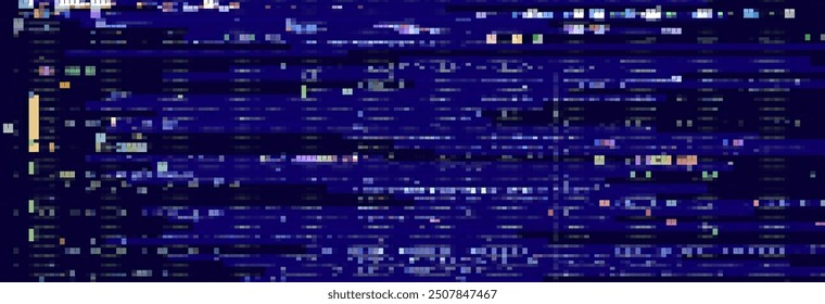 Trendy glitch pattern on dark background. Abstract geometric elements