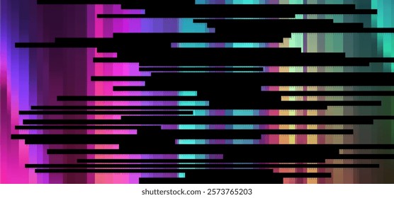 Trendy glitch pattern on dark background. Abstract geometric elements
