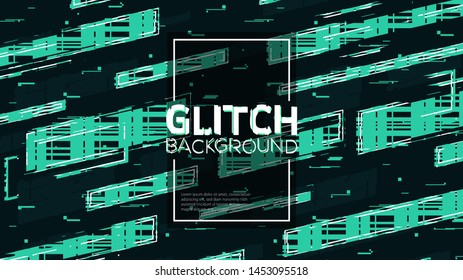 Trendy glitched geometric line style illustration. Abstract digital glitch pattern with distortion effect. Vector background texture.