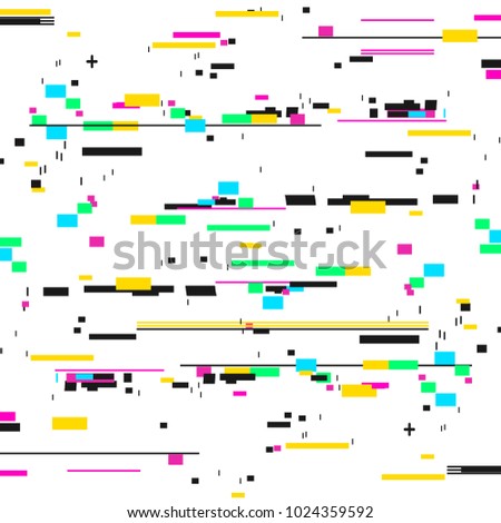Trendy Glitched Geometric Line Style Background Card on a White Symbol of Error. Vector illustration of Concept Glitch